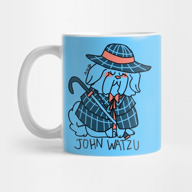 John Watzu - Shih Tzu Funny Dog Literature Pun Blue by angevie